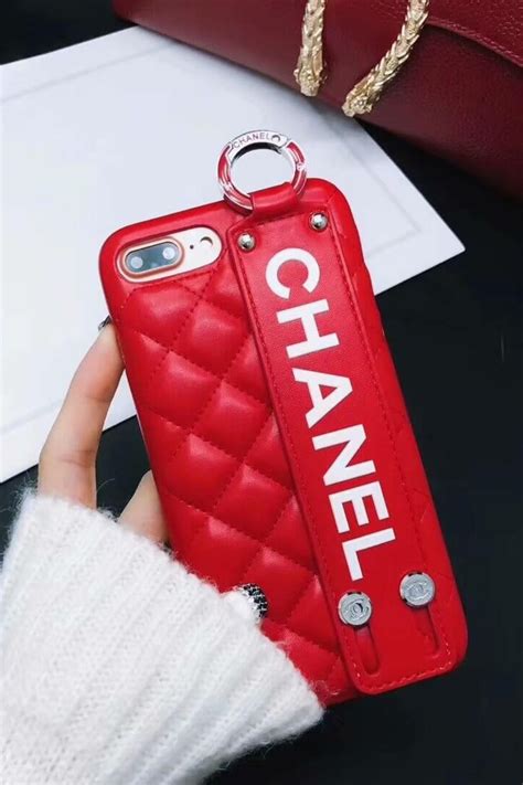 chanel phone case in black and red|chanel phone case with chain.